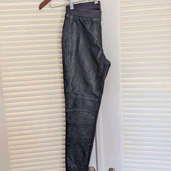 Rock & Republic Size Medium Mixed Media Moto Leggings Vegan Leather Black - Picture 4 of 9